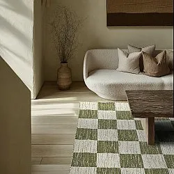 Uldtæppe - Dundee (grøn/hvid)