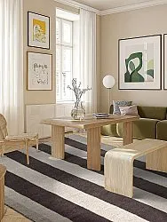 Uldtæppe - Garine (sort/beige)