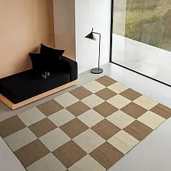 Uldtæppe - Scacco (brun/beige)