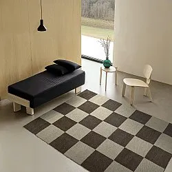 Uldtæppe - Scacco (sort/beige)