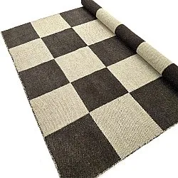 Uldtæppe - Scacco (sort/beige)