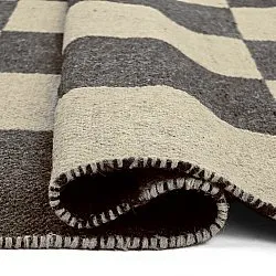 Uldtæppe - Scacco (sort/beige)