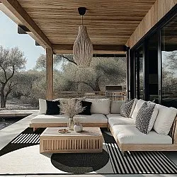 Tæpper til indendørs/udendørs brug - Aurora (sort/hvid)