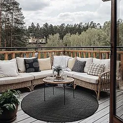 Rundt tæppe - Indoor/Outdoor Bennett (sort)