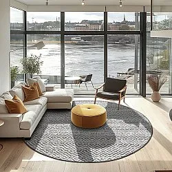 Rundt tæppe - Harstad (brun)