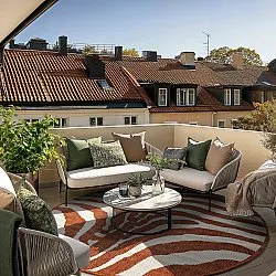 Rundt tæppe - Indoor/Outdoor Winona (orange)
