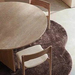 Rundt Bølget Tæppe - Aranga Super Soft Fur (mørkebrun)