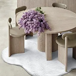 Rundt Bølget Tæppe - Aranga Super Soft Fur (hvid)