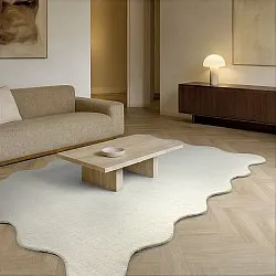 Bølget uldtæppe - Diu Hand Tufted Wool Premium (hvid)