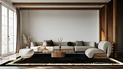 Wilton-tæppe - Vilia (sort/hvid/guld)