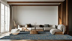 Wilton-tæppe - Vinadio (blå/guld)