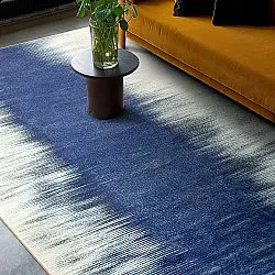 Wilton-tæppe - Cara (hvid/mørkeblå)