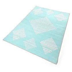 Wilton-tæppe - Carmen (lyseblå/hvid)