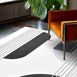 Wilton-tæppe - Delft (hvid/grå/sort)