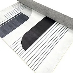 Wilton-tæppe - Delft (hvid/grå/sort)