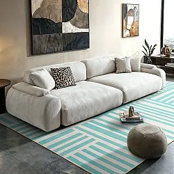 Wilton-tæppe - Joma (turkis/hvid)