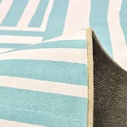 Wilton-tæppe - Joma (turkis/hvid)