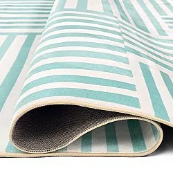 Wilton-tæppe - Joma (turkis/hvid)