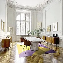 Wilton-tæppe - Leiden (gul/lilla)