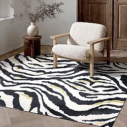 Wilton-tæppe - Maseru (sort/hvid/guld)