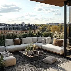 Tæpper til indendørs/udendørs brug - Brussels Night (sort)