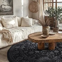 Rundt tæppe - Peking Majestic (sort)