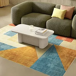 Wilton-tæppe - Sarina (fløde/blå/multi)