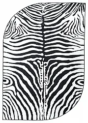 Halvovalt Wilton-tæppe - Zebra (sort/hvid)