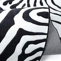 Halvovalt Wilton-tæppe - Zebra (sort/hvid)