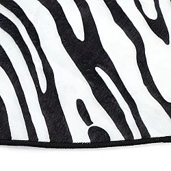 Halvovalt Wilton-tæppe - Zebra (sort/hvid)