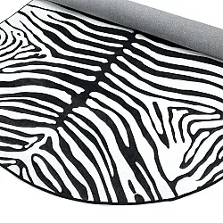 Halvovalt Wilton-tæppe - Zebra (sort/hvid)