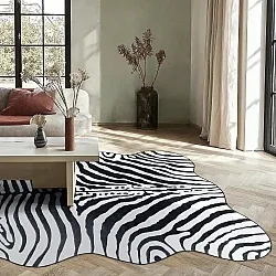Bølget Wilton tæppe - Zebra (sort/hvid)