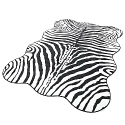 Bølget Wilton tæppe - Zebra (sort/hvid)
