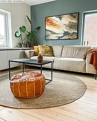 Puf - Marokkansk læder-puf (Lysebrun)