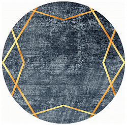Rundt tæppe - Zaros (marineblå/guld)