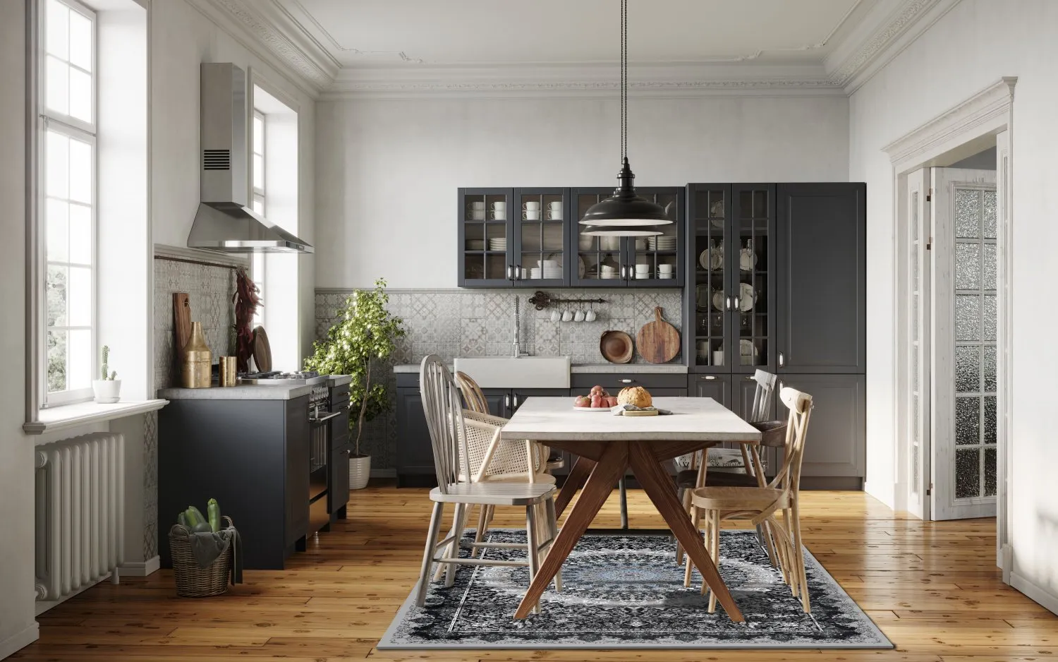 Wilton-tæppe - Yelda (sort/multi)