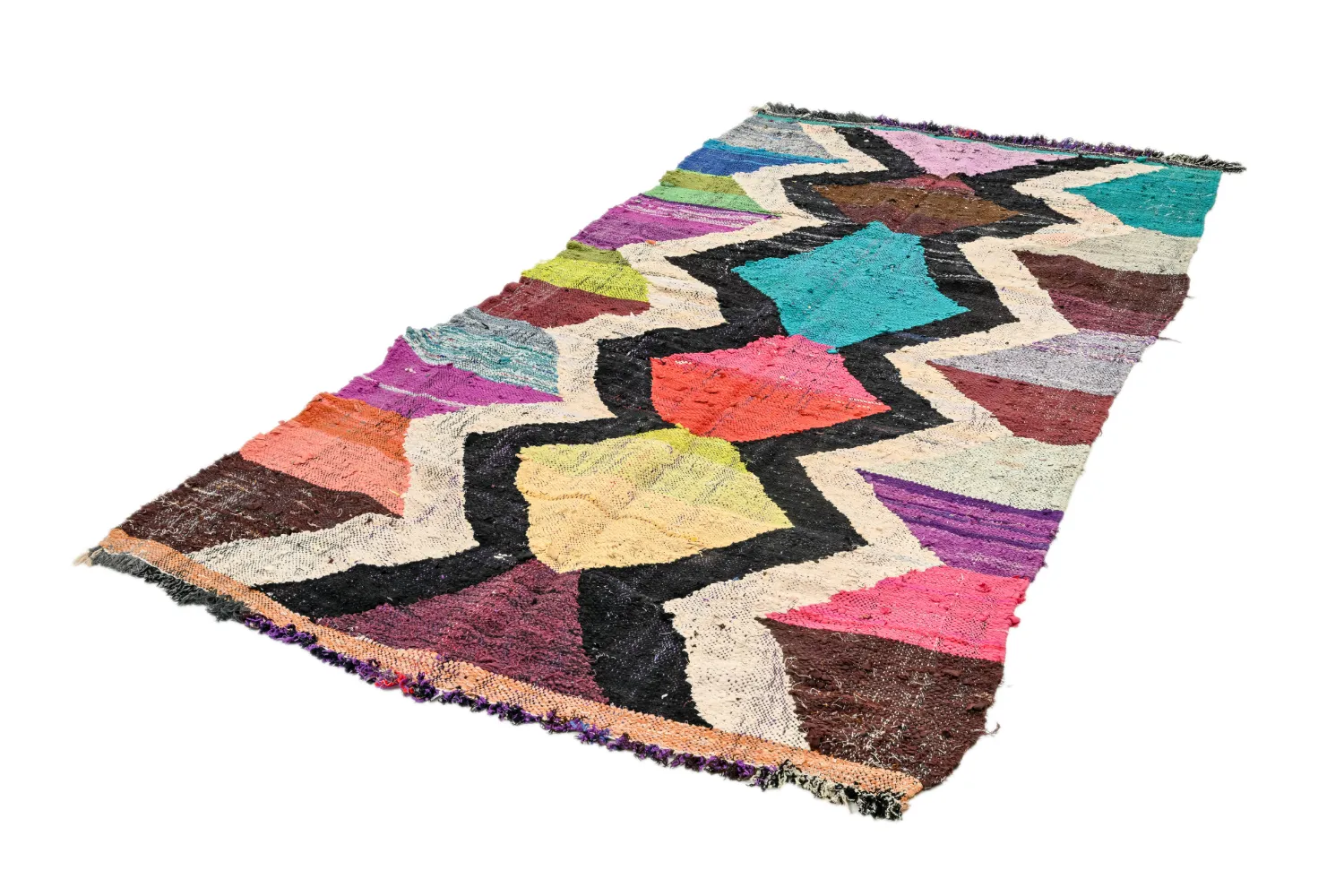 Marokkansk berber tæppe Boucherouite 135 x 245 cm