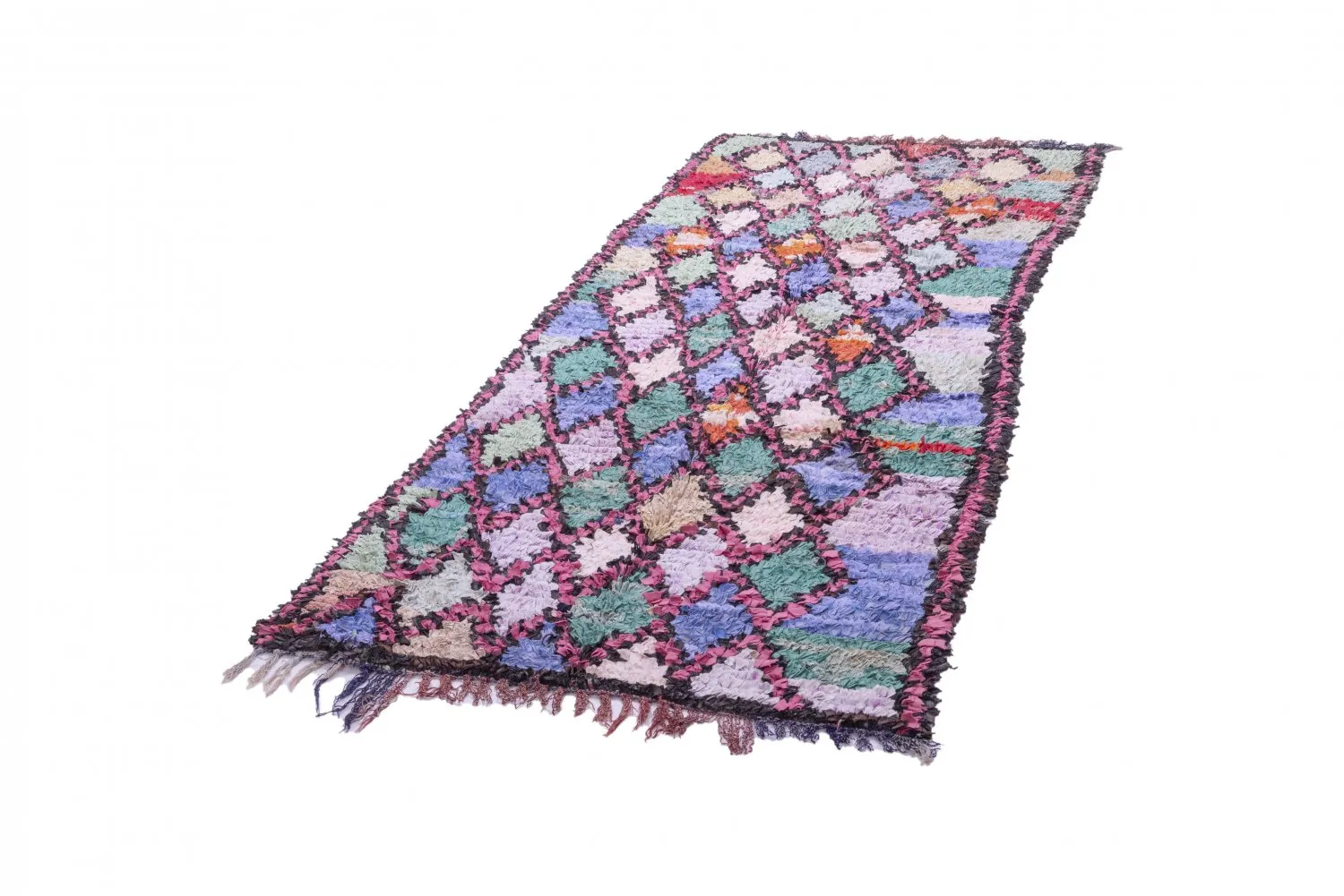 Marokkansk berber tæppe Boucherouite 245 x 100 cm
