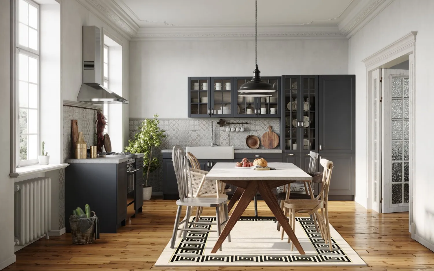 Wilton-tæppe - Mytos (beige/sort)