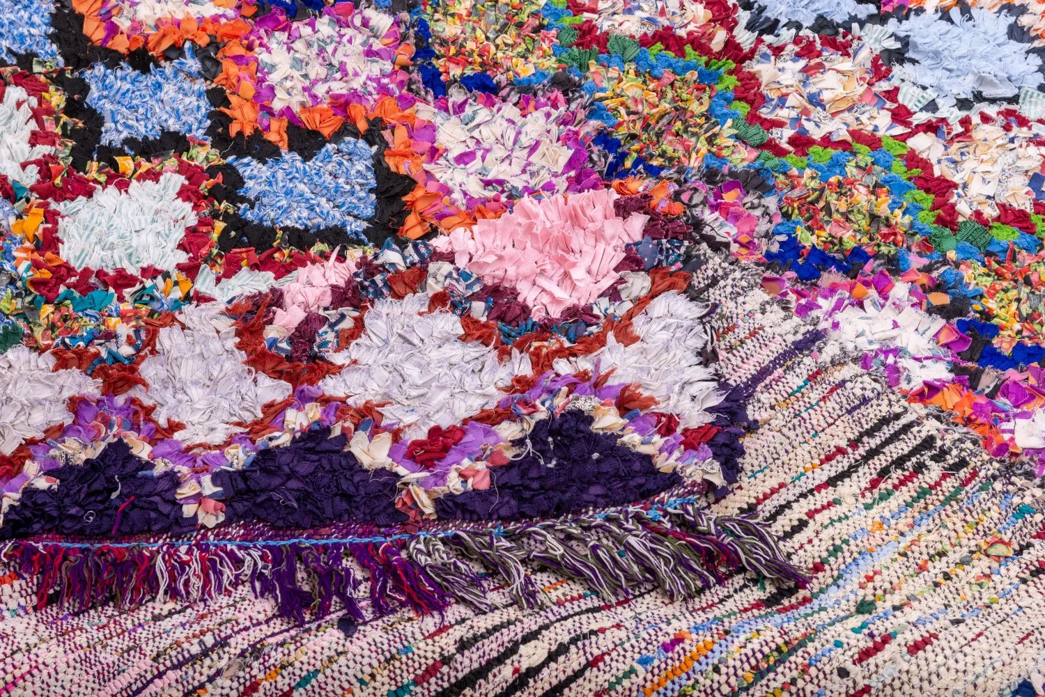 Marokkansk berber tæppe Boucherouite 220 x 130 cm