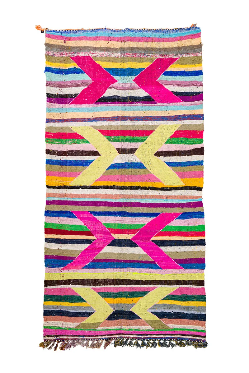 Marokkansk berber tæppe Boucherouite 135 x 260 cm