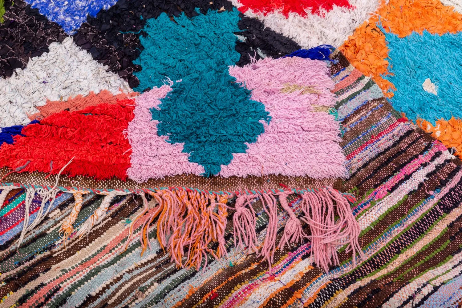 Marokkansk berber tæppe Boucherouite 200 x 140 cm
