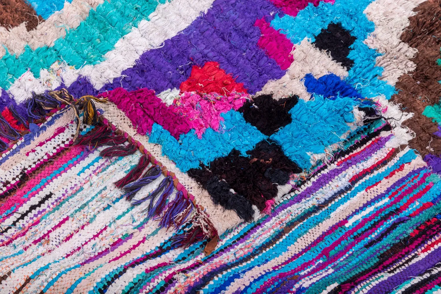Marokkansk berber tæppe Boucherouite 210 x 120 cm