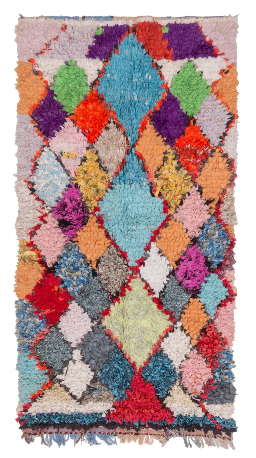 Marokkansk berber tæppe Boucherouite 215 x 110 cm