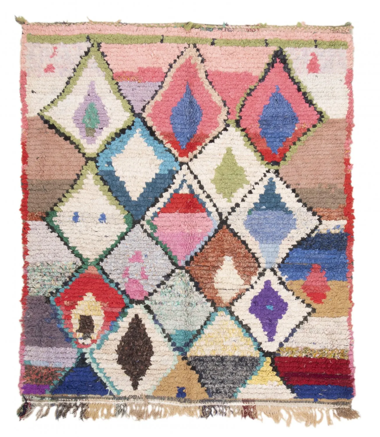 Marokkansk berber tæppe Boucherouite 195 x 165 cm