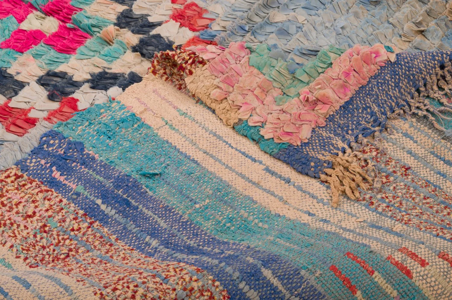 Marokkansk berber tæppe Boucherouite 125 x 340 cm