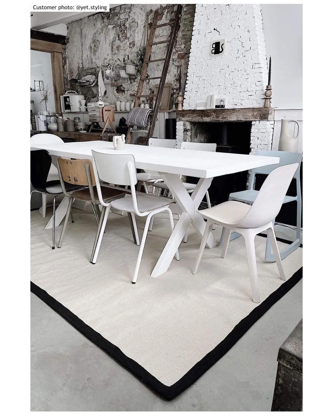 Sisaltæppe - Agave (sort/offwhite)