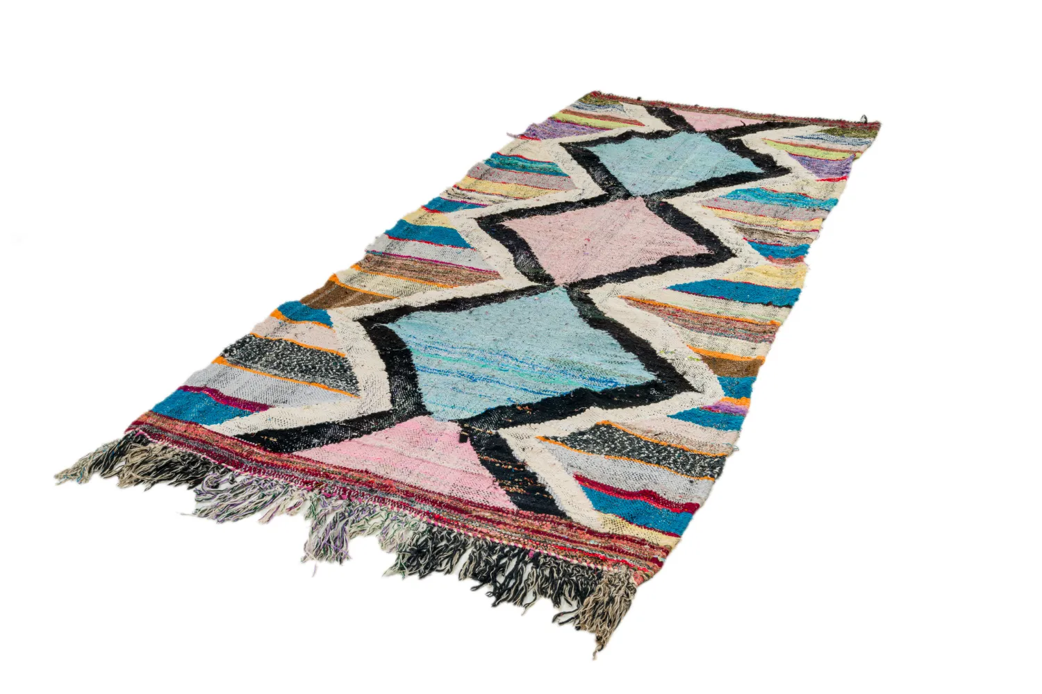 Marokkansk berber tæppe Boucherouite 120 x 275 cm