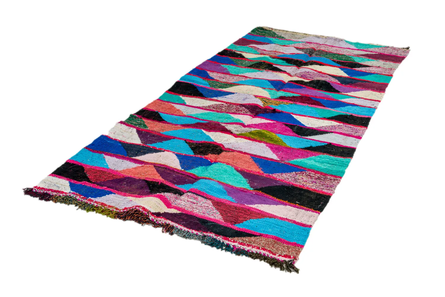 Marokkansk berber tæppe Boucherouite 125 x 260 cm