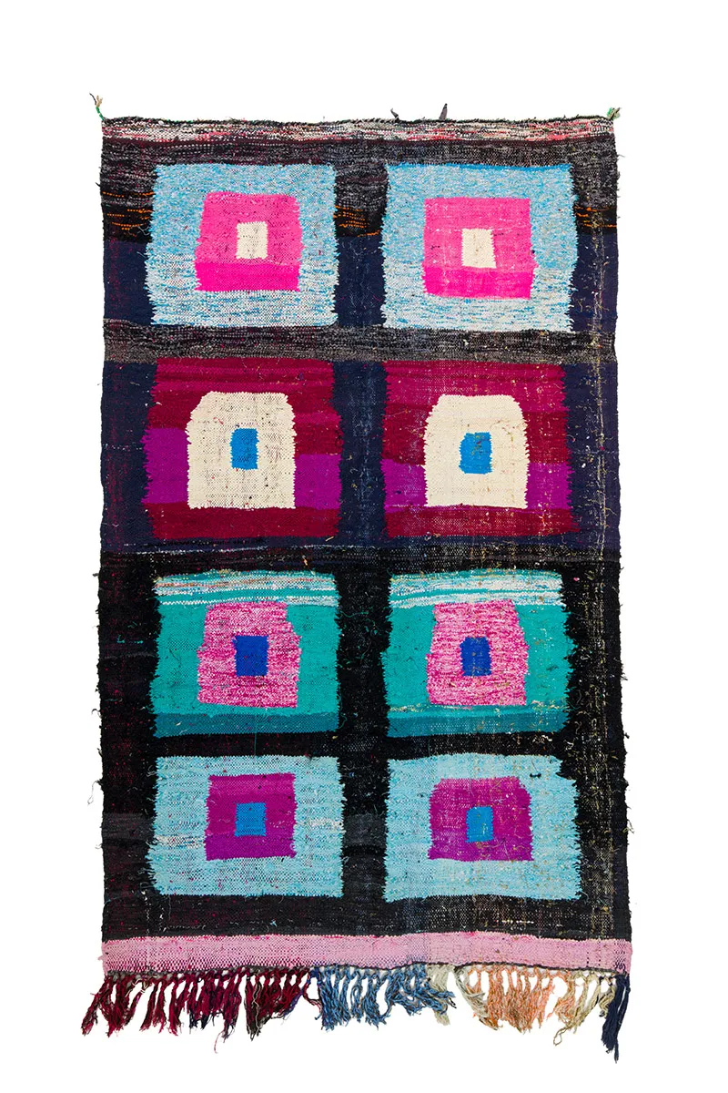 Marokkansk berber tæppe Boucherouite 140 x 225 cm